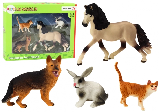 Set figuric domačih živali - Konj, Pes, Zajec, Mačka, 4 kosi