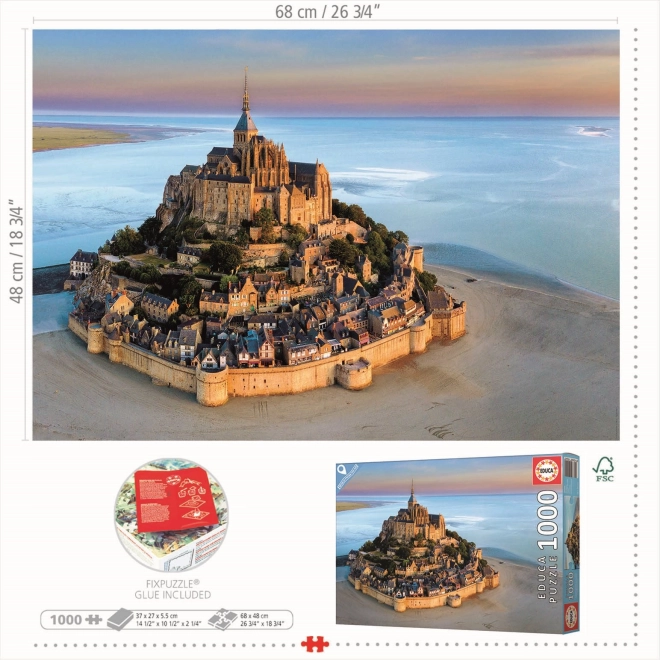 Sestavljanka Mont Saint Michel z zorčne perspektive 1000 kosov
