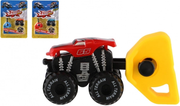 Mini izstreljevalni avtomobilček monster truck, plastika, 4 cm, 3 barve