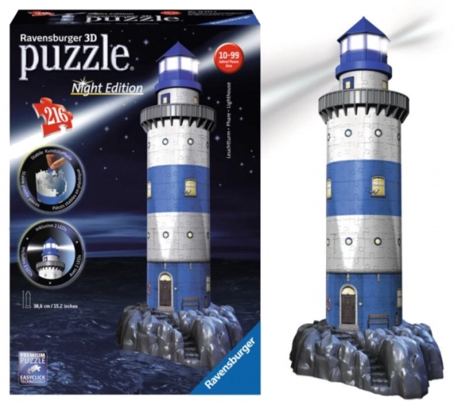 Ravensburger svetleči 3D puzzle svetilnik nočna edicija 216 kosov