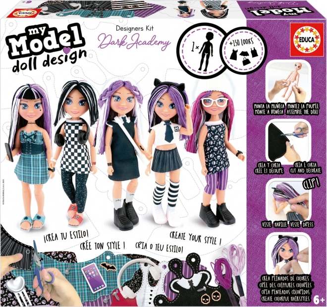 EDUCA Kreativni set My Model Doll Design: Temna akademija