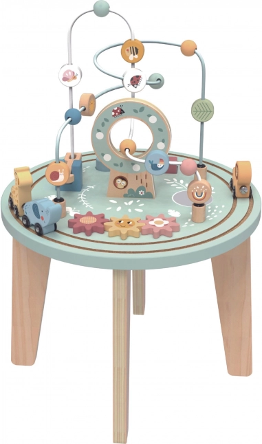 Lesena montessori aktivna miza TOOKY TOY z motoričnim labirintom