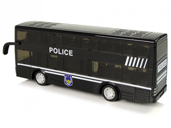 Policijski dvonadstropni črni avtobus s trenjem na pogon