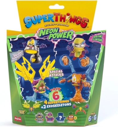 SuperThings Neon Power zbirateljski paket 6 figuric z eksoskeleti
