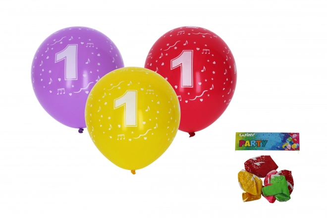 Napihljiv balon s številko 1, 30 cm - komplet 5 kosov