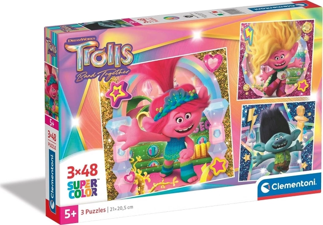 Clementoni puzzle Troli, 3×48 koščkov