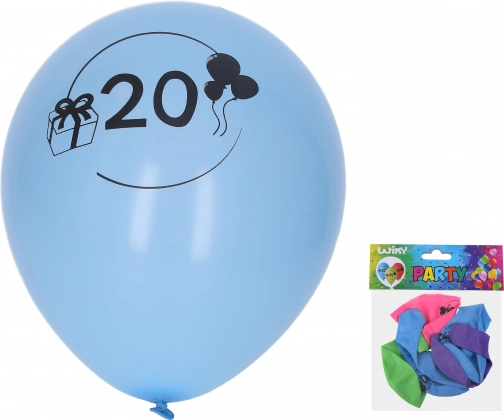 Napiihljive baloni 30 cm s številko 20 – set 5 kosov