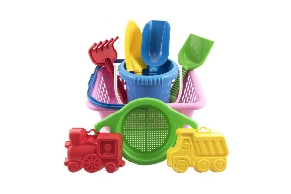 Košara set - 2 potice motika lopata grablje sito vedro nakupovalna košara plastika 12m+