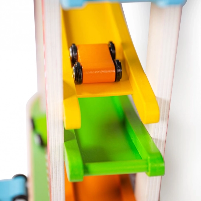 Lesena dirkalna steza za avtomobile Bigjigs Toys