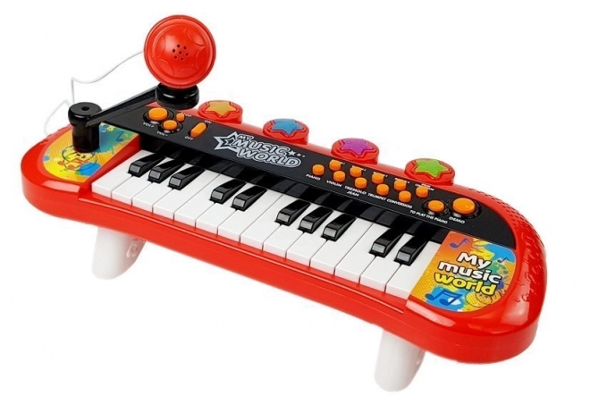 Tipkovnica Pianinko 24 tipke USB mikrofon rdeča