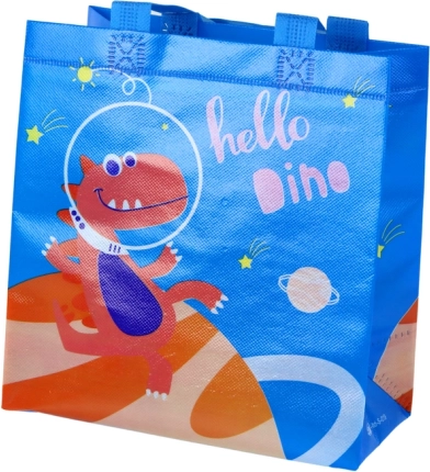 Darilna vrečka dinozaver modra 23 × 21,5 × 11 cm