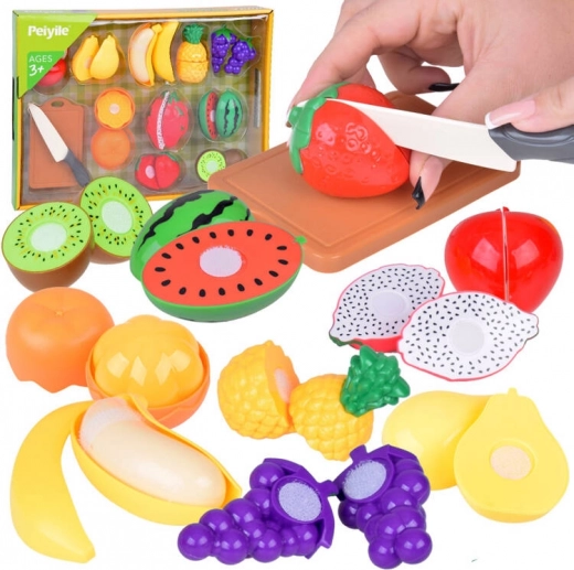 Plastično sadje za rezanje z desko in nožem – kuhinjski set