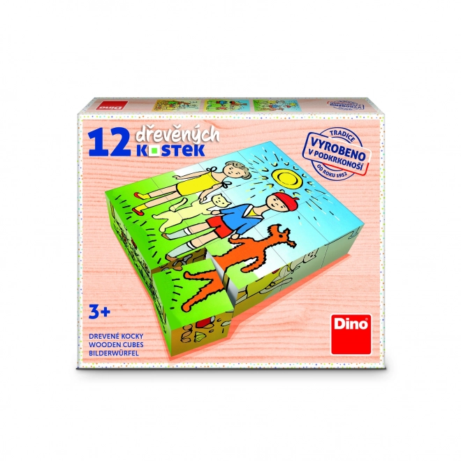 Lesene kocke Kužek in mucka – 12 kock
