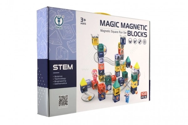Magnetna kroglična steza s figuricami iz plastike 102 kosov v škatli 49x35x9cm