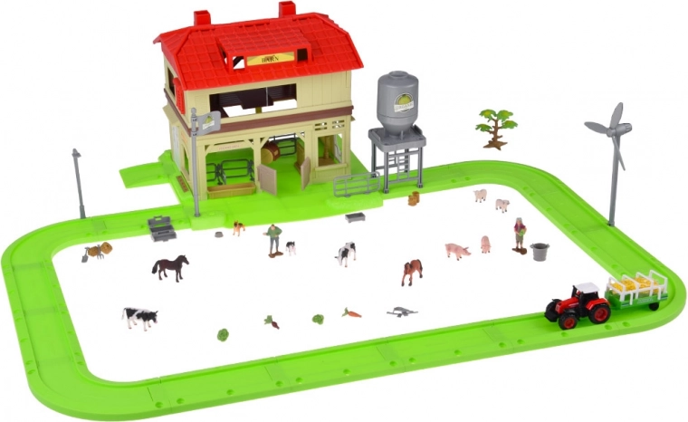 Traktor s prikolico in živalske figurice
