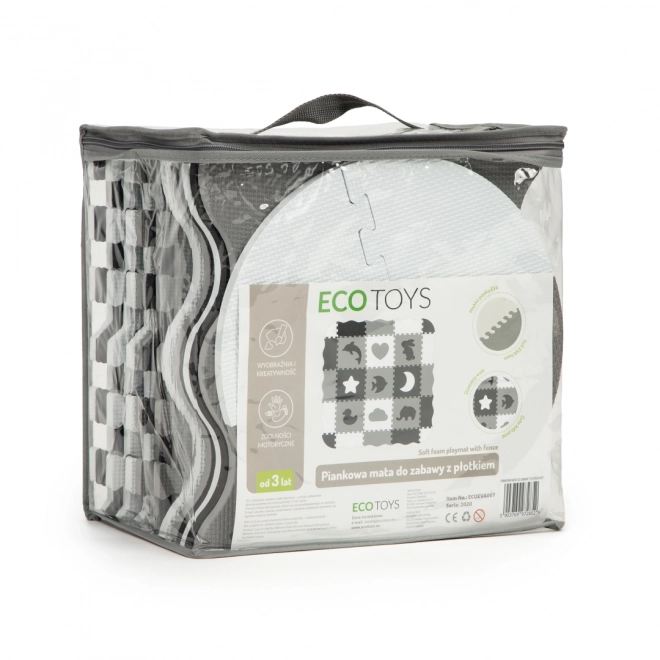 ECOTOYS Penaste puzzle Živali in oblike črno-bela SX z robom