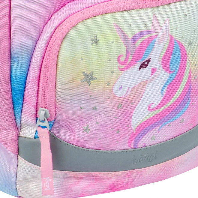 BAAGL SET 3 Airy Rainbow Unicorn: šolska torba, peresnica, vrečka