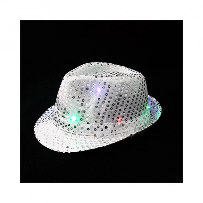 Srebrni disko klobuk z LED lučmi za odrasle
