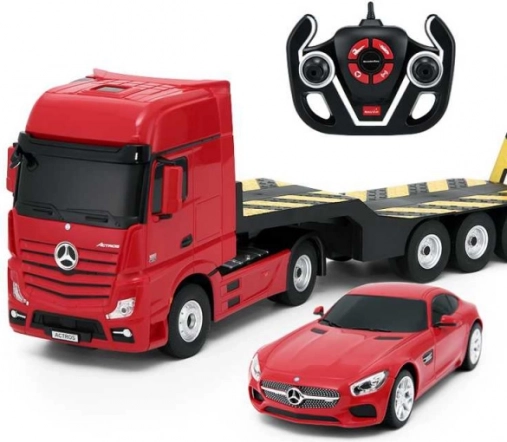 rc tovorno vozilo mercedes-benz actros s prikolico in mercedes-benz amg gt
