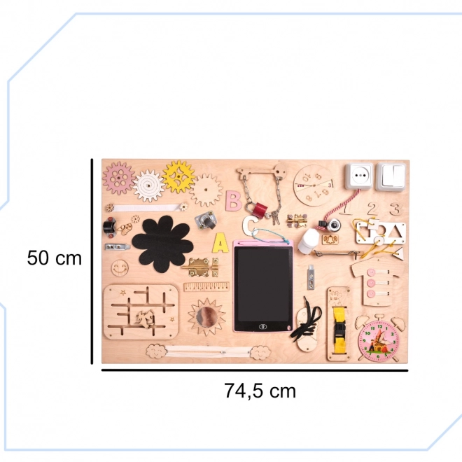 Lesena manipulativna plošča rožnate ure 75 x 50 cm