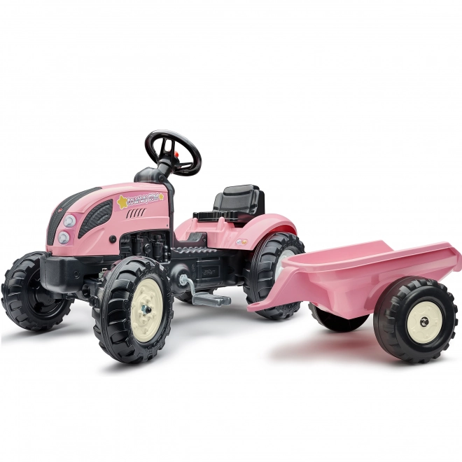 Traktor z nožnim pogonom County Star z roza prikolico