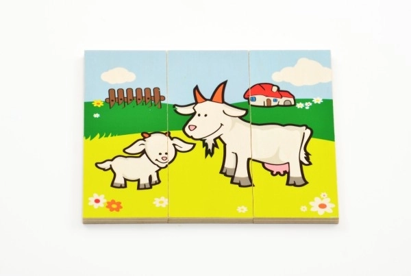 Lesene Puzzle Moje prve živalice 18 kosov za najmlajše v škatli 13x11,5x4,5cm 12m+ MPZ