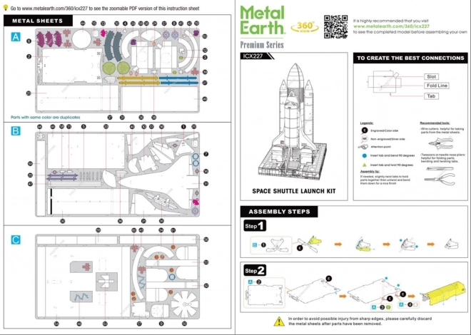 METAL EARTH 3D sestavljanka Vesoljski raketoplan Lansirni set (ICONX)