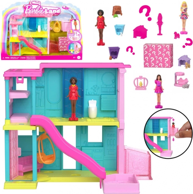 Mattel Mini Barbie Land hiška s punčko, ljubljenčkom in dodatki