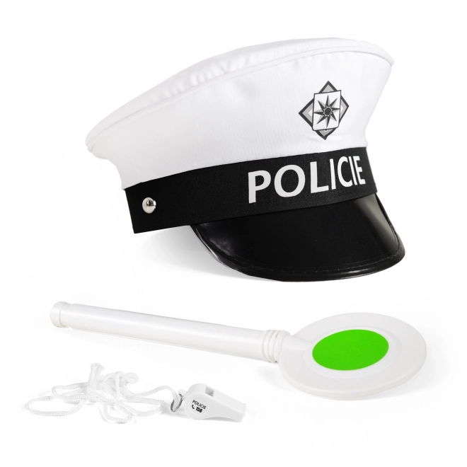 Set prometne policije tkanina/plastika čepica, loparček, piščalka na kartici 30x48x8cm