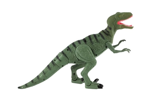Hodeči IC velociraptor plast 50cm na baterije z zvokom in svetlobo v škatli 53x32,5x12cm