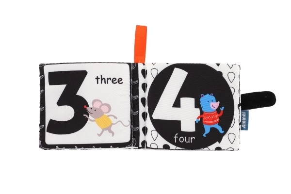 Mehka knjiga iz blaga 12x11cm 3 vrste na kartici v vrečki 3m+