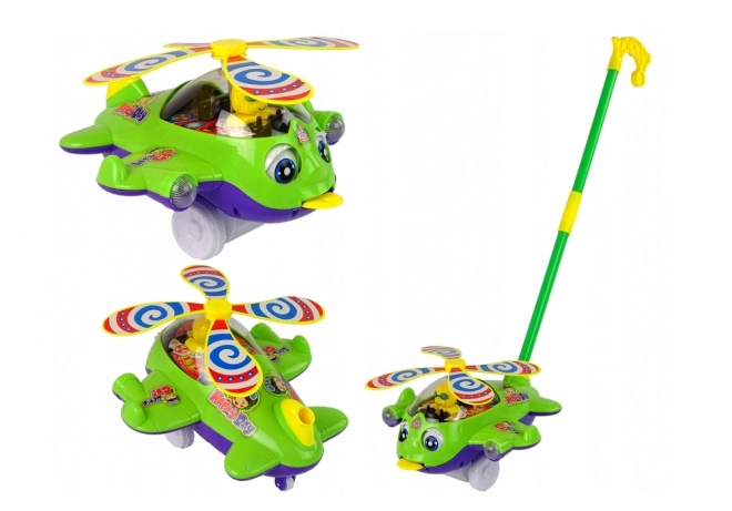 Zeleni potisni helikopter s pilotom