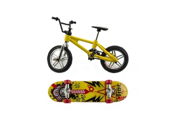 Kolo + skateboard na prst plast 10cm na kartici