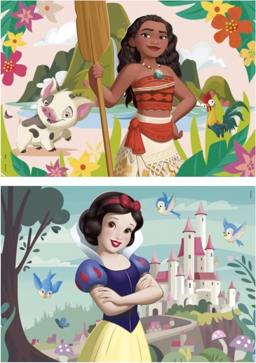 Lesene sestavljanke Disney princese Vaiana in Sneguljčica 2×50 kosov