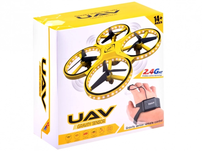 Dron upravljan z gestami rok + daljinsko upravljanje Kvadrokopter RC0573 – Rumena