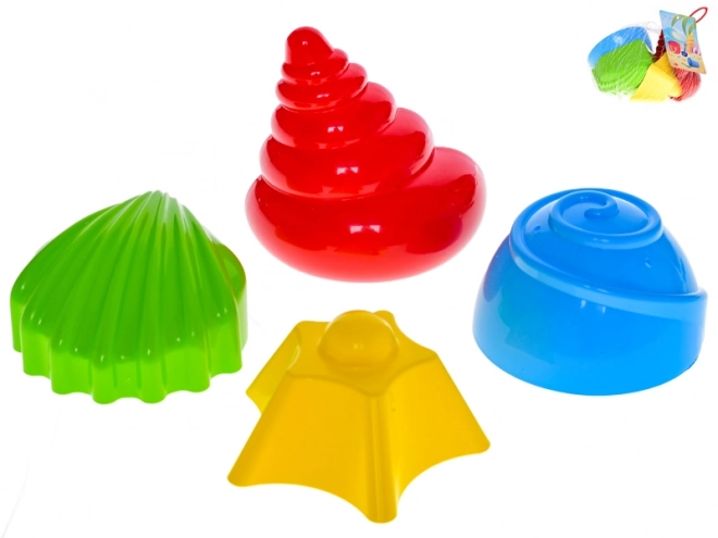 Modelčki za pesek školjke 7-9 cm 4 kosi v mrežici