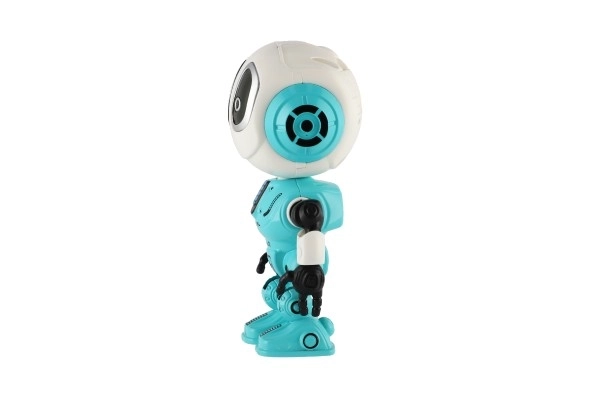 Robot ECHO ponavljajoče stavke kovinski 12cm modri na baterije s zvokom in svetlobo v škatli 10,5x15x5,5cm