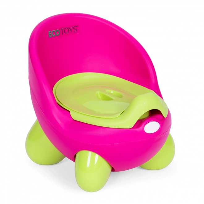 Otroški nočni kahlica ECOTOYS roza-zeleni z nedrsečimi nogami