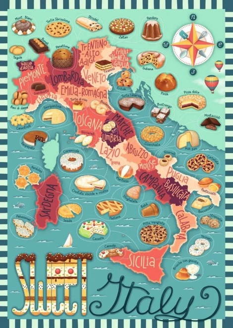 Sestavljanka RAVENSBURGER Sladka mapa Italije 1000 kosov