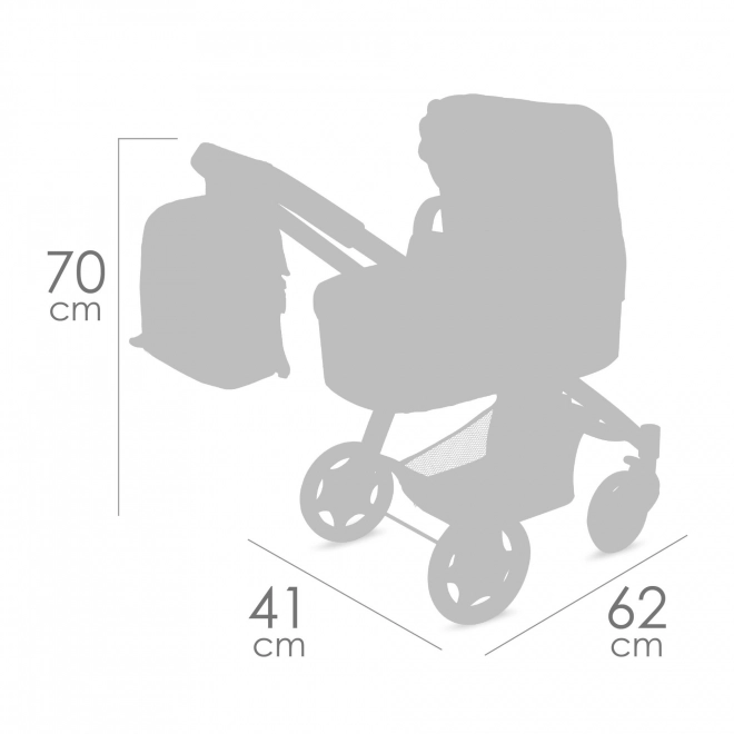 DeCuevas 80580 Zložljiv voziček za punčke 3 v 1 z nahrbtnikom COCO 2024 - 70 cm