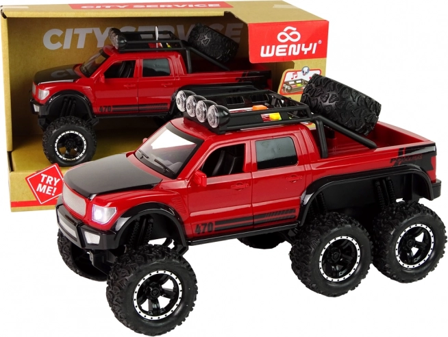 Terensko vozilo 6x6 s vztrajnikom 1:16 rdeče
