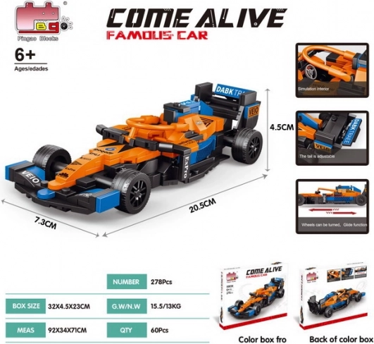Gradbeni komplet dirkalnik F1 oranžen 278 kosov