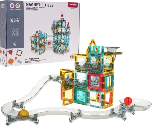 Magnetni konstrukcijski set – steza za kroglice, 88 kosov