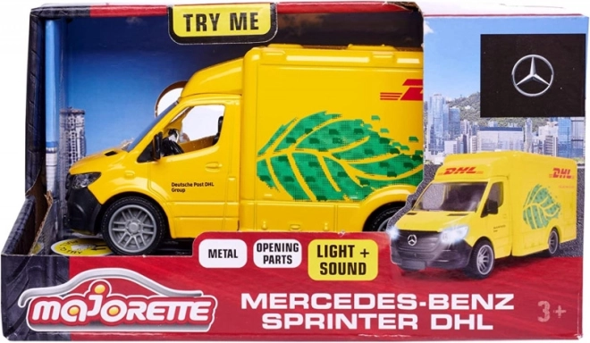 Kovinski model dostavnega vozila MERCEDES-BENZ DHL Majorette Grand 12,5 cm s svetlobnimi in zvočnimi učinki