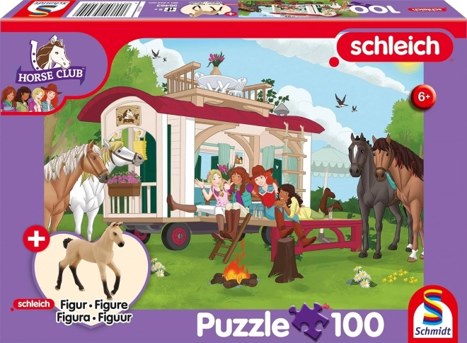 Sestavljanka SCHMIDT Schleich taborjenje ob prikolici 100 koščkov + figurica