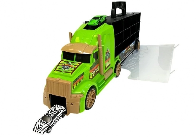 Kovček Tovornjak Transporter Sorter z dinozavri zeleni