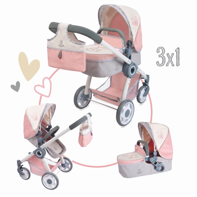 DeCuevas 80586 Zložljiv voziček za punčke 3 v 1 s torbo FUNNY 2023 - 70 cm