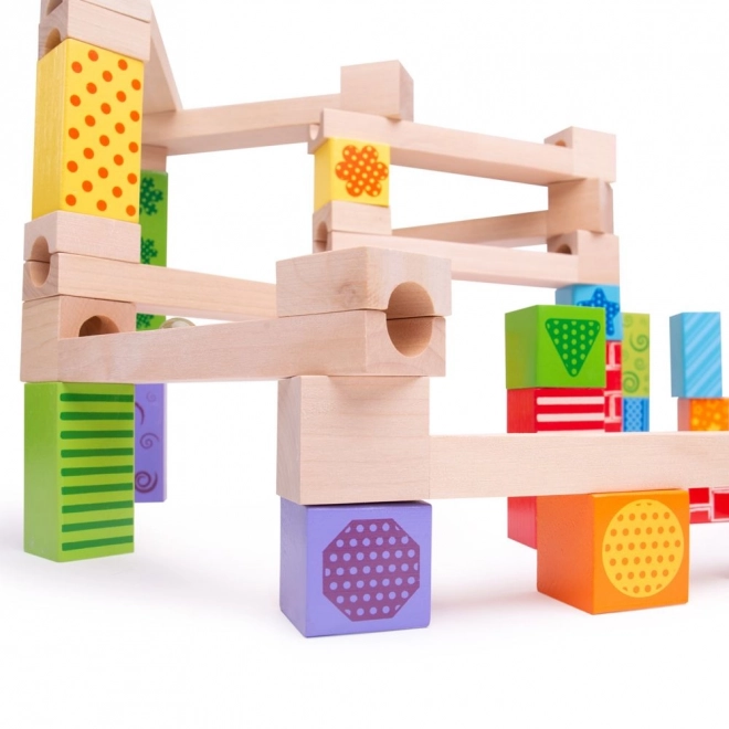 Bigjigs Toys Lesena kroglična proga barvna