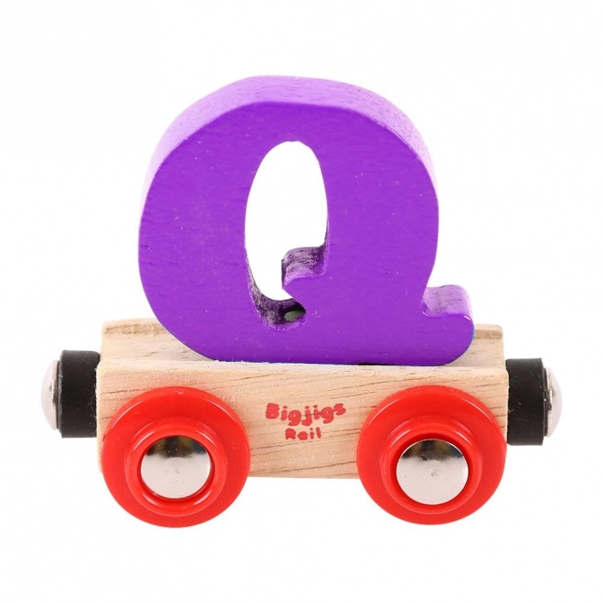 Leseni voziček Bigjigs Rail s črko Q