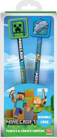 Komplet svinčnikov MINECRAFT s topperji, 2 kos